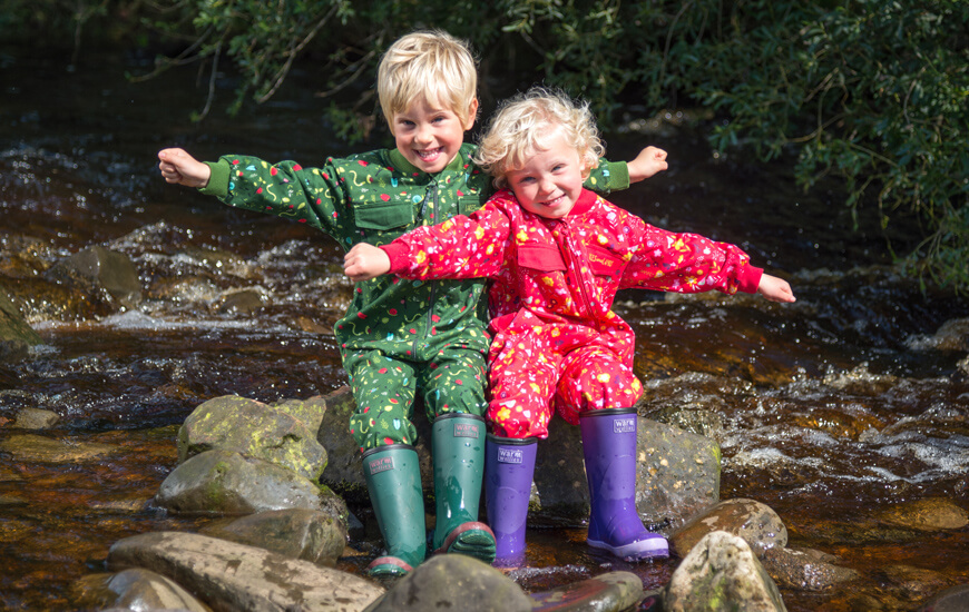 Kids putting on wellies